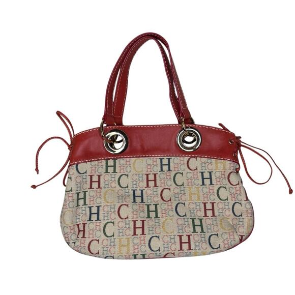 Carolina Herrera Canvas Pattern Top Handle Bag - Picture 1 of 10